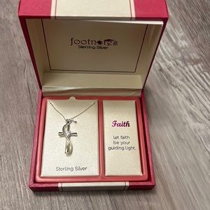 NWT FOOTNOTES Sterling Silver CABLE CHAIN NECKLACE FAITH CROSS PENDANT
